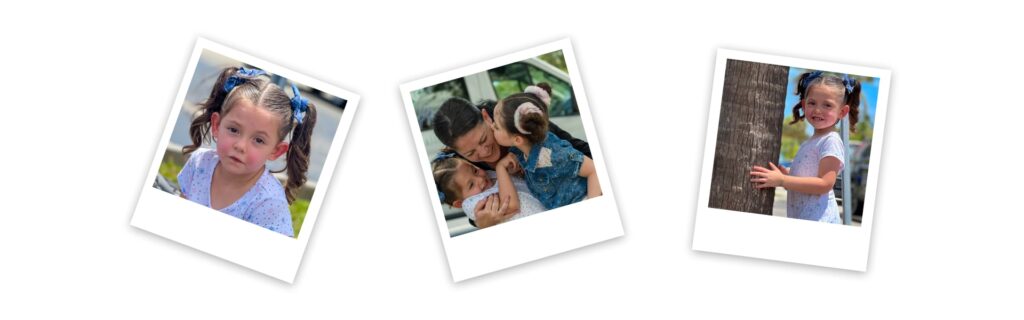 Fotos estilo Polaroid de una familia de tres miembros