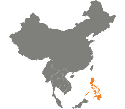 A graphic highlighting the Philippines within the Asian continent
